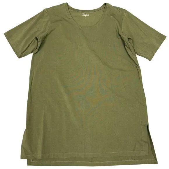 EILEEN FISHER Organic Pima Cotton Jersey T-Shirt Dress "Seaweed" F17OJ | Size L - Picture 6 of 12